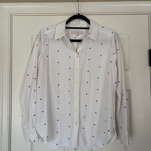LOFT White Blouse with Black Polka Dots